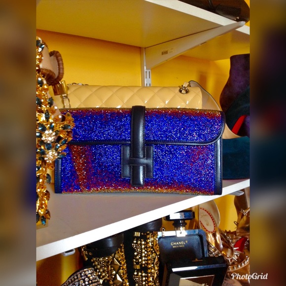 SOLD Authentic Hermès Swarovski Jige Clutch - Picture 3 of 6